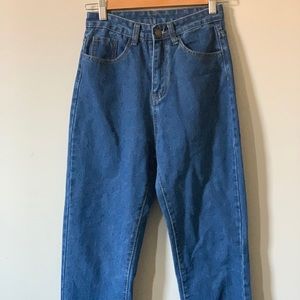 Mom jeans with hand painted sunrise on pocket